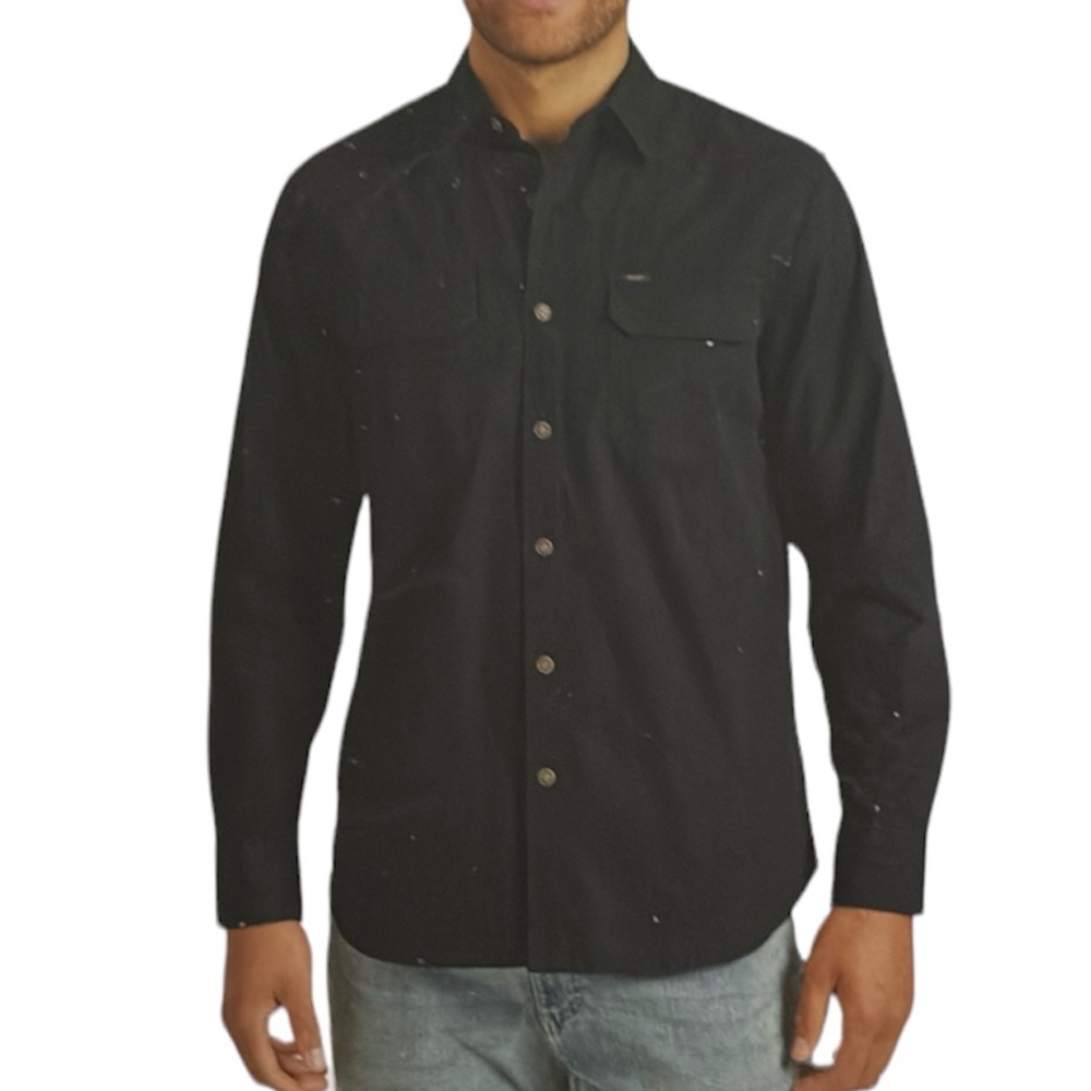 Lee Men's Premium Select Classic Fit Black Utility Button Down Shirt